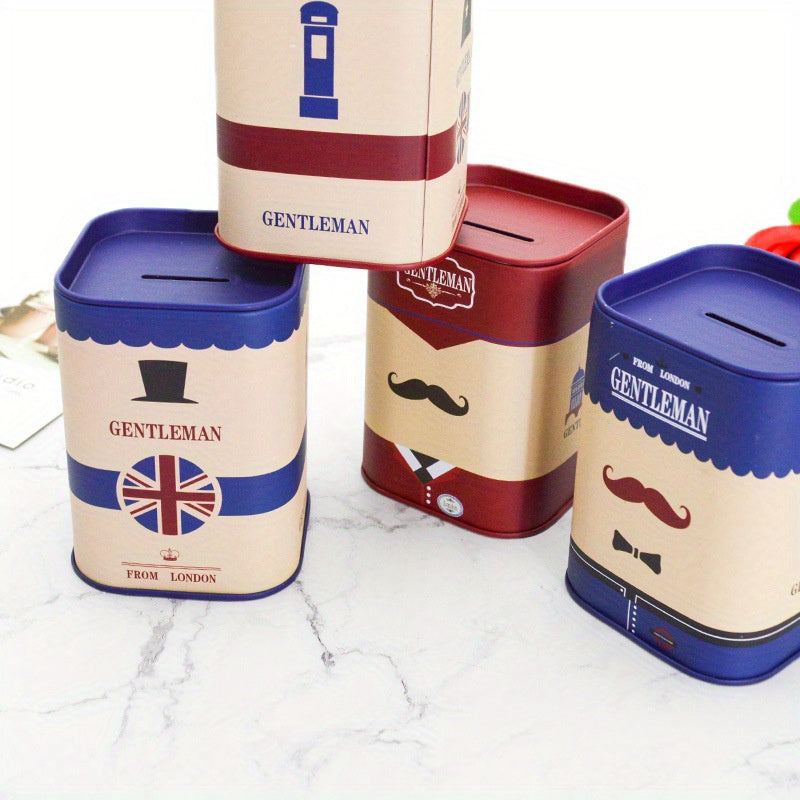 Tirelire en Métal Bleu – Boîte à économies anglaise