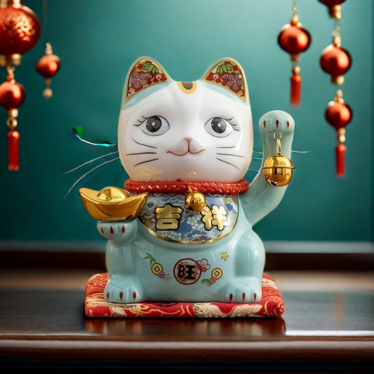 Tirelire Chat Chinois Porte-Bonheur Bleu – "LuckyCharmCat Blue"