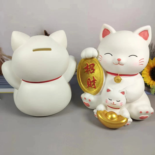 Tirelire Chat Chinois Blanc – LuckyCharmCat White