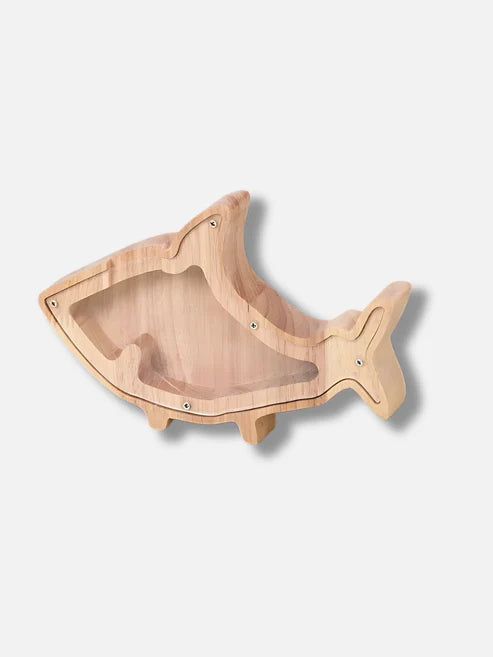 Tirelire Requin en Bois "Shark Safe"